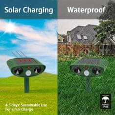 HOME & MARKER® Solarni ultrazvočni odganjalec škodljivcev, PIR senzor, 225 m², vodoodporen | S2ONICFIELD