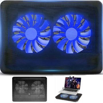 Retoo Hladilna podlaga za prenosni računalnik z 2 LED ventilatorji, 12-15,4''