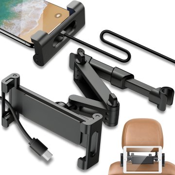 Retoo Teleskopski avtomobilski nosilec za naslon za glavo za telefon ali tablico