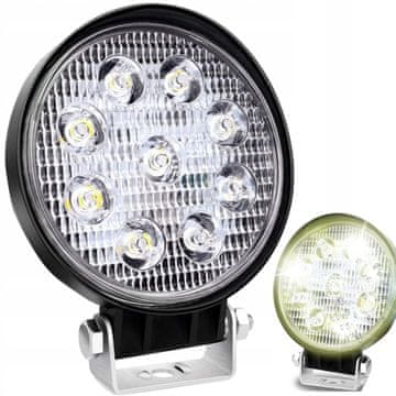 Retoo Halogenska delovna svetilka, okrogla, premer 10 cm, 9 LED-diod, 12 V, 27 W
