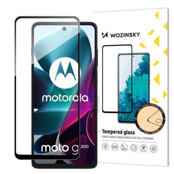 HURTEL Kaljeno steklo za Motorola Moto G200 5G 9H za celoten zaslon s črnim okvirjem Kaljeno steklo