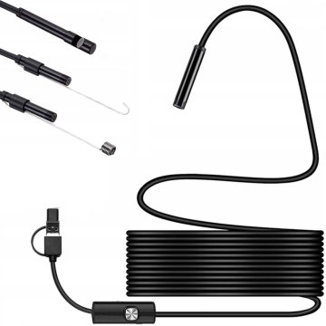 Retoo Endoskopska inšpekcijska kamera, 3 konice, IP67, 6 LED-diod