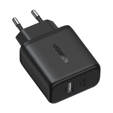 Ugreen X227 GaN USB-A USB-C 20 W omrežni polnilnik – črn