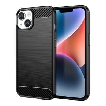 HURTEL Prilagodljiv gelski ovitek za zadnjo stran iPhone 14 Plus Carbon Case - črn