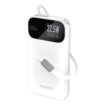 DUDAO K31 10.000 mAh 22,5 W PD power bank z vgrajenim kablom – bela