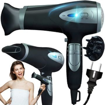 Retoo Sušilnik za lase z ionizacijo, funkcijo hladnega zraka in 5-v-1 dodatki, 2000 W