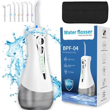 Retoo Brezžični zobni irigator za zobe, 4 načini, 7 nastavkov, 300 ml – komplet