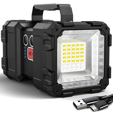 Retoo Taktična polnilna svetilka z žarometom, 46 LED-diod, 1000 lm