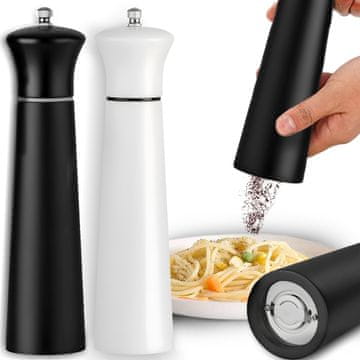 Retoo Komplet solni, poprovi in začimbni mlinci, ročni, leseni, 22 cm - 2 kosa.