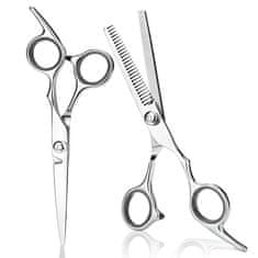 Retoo Komplet frizerskih pripomočkov za brado v kovčku, škarice za redčenje, glavnik, lasnice – 7 kosov.