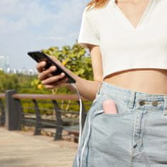 JISULIFE Prenosna mini ventilatorska power banka s svetilko USB-A USB-C 4500mAh - roza