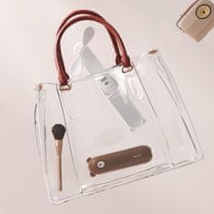 JISULIFE Mini prenosni ventilator s funkcijo power banke, svetilko, USB-A USB-C 2000 mAh – rjava