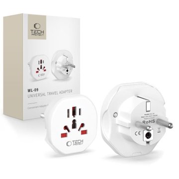 Tech-protect Potovalni adapter za Združeno kraljestvo/ZDA/Avstralijo/Finsko/CN-1/CN-2 za EU – bel