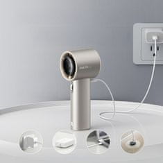 JISULIFE Mini prenosni kovinski ventilator USB-C 5000mAh - svetlo rjava