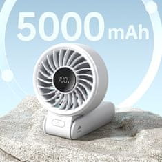 JISULIFE Mini USB-C ročni ventilator 5000 mAh – siv