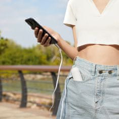 JISULIFE Mini prenosni ventilator s funkcijo power banke, svetilko, USB-A USB-C 2000mAh - bela