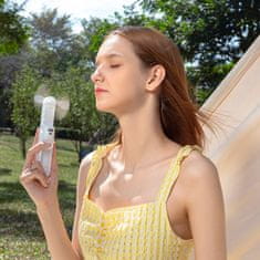 JISULIFE Mini prenosni ventilator s funkcijo power banke, svetilko, USB-A USB-C 2000mAh - bela