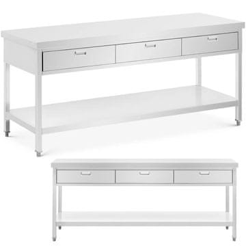 Royal Catering Pult za catering, 3 predali, polica, JEKLO, 200 x 60 cm