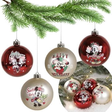 Disney Disney Mickey Mouse SET božičnih okraskov za božično drevo, NELOMLJIVI, PLASTIČNI okraski 7 cm, SET 4 kosi
