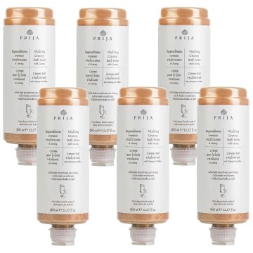 PRIJA PRIJA Negovalna kopalna tekočina z zlatimi delci, kremasto peno, ginsengom, polnilo za dozirnik 360 ml