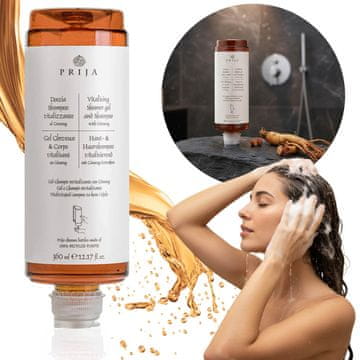 PRIJA PRIJA ginseng šampon/gel za tuširanje, polnilo za dozirnik, VEGAN 360 ml
