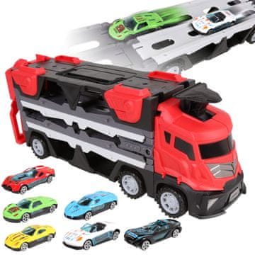 Mega Creative SET avtovleka + avtomobili, transporter z igračami avtomobili, tovornjak, LAUNCHER za avtomobile MEGA CREATIVE 3+