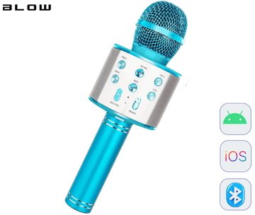 Blow PRM402 KARAOKE mikrofon z zvočnikom, 5W, brezžični, BT, Android + iOS, moder