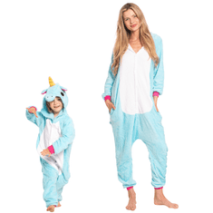 Nikcorp Ženska enodelna pižama kigurumi kostum modri pegaz, udoben pajac za spanje in prosti čas, velikost M (155-165 cm)