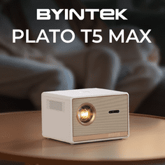 Byintek PLATO T5 MAX prenosni LED projektor, GoogleTV, WIFI 6, Bluetooth, 1000 ANSI lumnov, STEREO zvočniki, samodejni fokus, deljenje zaslona, max 4K UHD
