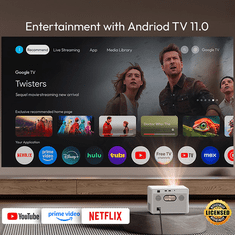 Byintek PLATO T5 MAX prenosni LED projektor, GoogleTV, WIFI 6, Bluetooth, 1000 ANSI lumnov, STEREO zvočniki, samodejni fokus, deljenje zaslona, max 4K UHD