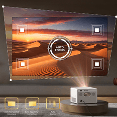 Byintek PLATO T5 MAX prenosni LED projektor, GoogleTV, WIFI 6, Bluetooth, 1000 ANSI lumnov, STEREO zvočniki, samodejni fokus, deljenje zaslona, max 4K UHD