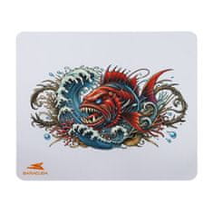 Baracuda podloga za miško bela - motiv piranja BGMP-041 CORAL