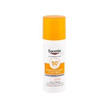 Eucerin Sun Protection Photoaging Control CC Cream SPF50+ obarvana krema za zaščito pred soncem srednje temna 50 ml Odtenek medium za ženske