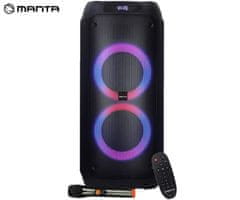 Manta SPK0802B120 ATTIS prenosni KARAOKE zvočnik, črni, polnilna baterija, RGB LED osvetlitev