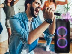 Manta SPK0802B120 ATTIS prenosni KARAOKE zvočnik, črni, polnilna baterija, RGB LED osvetlitev