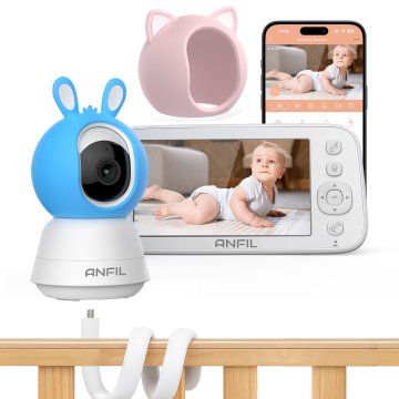 ANFIL ANFIL Otroški Video Monitor s Kamero – 5" Zaslon, Nočni Vid, Dvosmerni Zvok, Senzor Temperature, VOX Način, Kamera za Nadzor Dojenčka brez WiFi, Brezžična Notranja Kamera, Baby Monitor