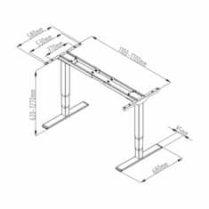 Digitus delovna postaja-el.dvig do 127cm višine miza bela DA-90433