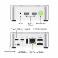 GMKtec računalnik mini PC G10 AMD Ryzen5 16GB RAM 512GB SSD NucBox srebrn