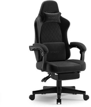 SENSE7 Ergonomski stol Devon, črn, Alcantara, z naslonom za noge