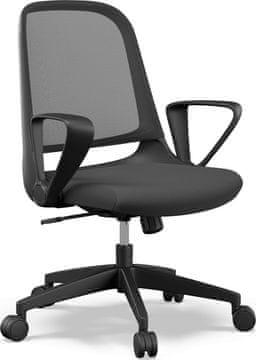 SENSE7 Pisarniški stol Sopty, črn, mreža, zložljivi nasloni za roke