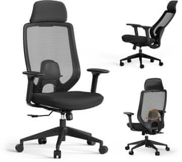 SENSE7 Ergonomski pisarniški stol Nakai, črn, nastavljiv