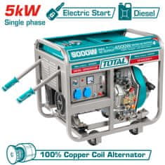 Total One-Stop Tools Dizelski generator 5kW, 220V / 15L/9hp/3000rpm (TP450001)