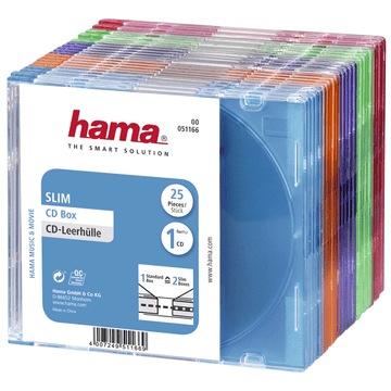 Hama CD Slim Box, ovitek za 1 cd/dvd, mešanica barv, pakiranje po 25 kosov (cena za paket)