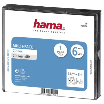 Hama CD Multi-Pack, ovitek za 6 CD/DVD, prozoren/črn