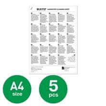 Čistilni listi za laminatorje Leitz, A4, 5 listov