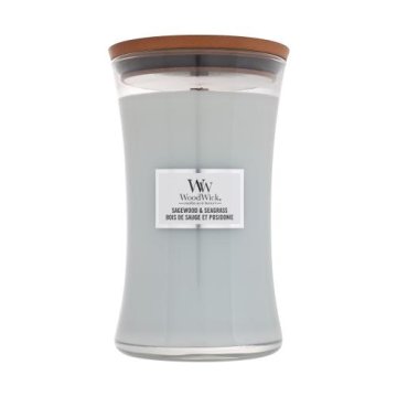 Woodwick Sagewood & Seagrass dišeča svečka
