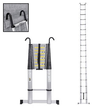 MXM Teleskopska lestev s kavlji - 7 m, aluminijasta