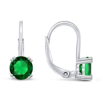Brilio Silver Srebrni viseči uhani z zelenimi cirkoni EA1013WG