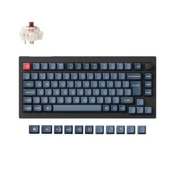 Keychron V1 Max brezžična mehanska tipkovnica, Gateron Jupiter rjava stikala, RGB, SLO, črna (V1M-D3-UK)