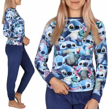 Disney DISNEY Stitch DVOJNA ženska pižama, TOPLA FLISOVI pižama z dolgimi rokavi